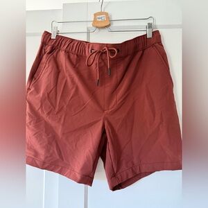 Men’s Goodfellow Rust Drawstring Workout Shorts Sz L Active Outdoor Trail